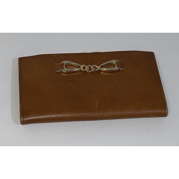 Vintage St. Thomas Cowhide Leather Kiss Lock Slots Brown Wallet Festival Boho - Picture 2 of 9